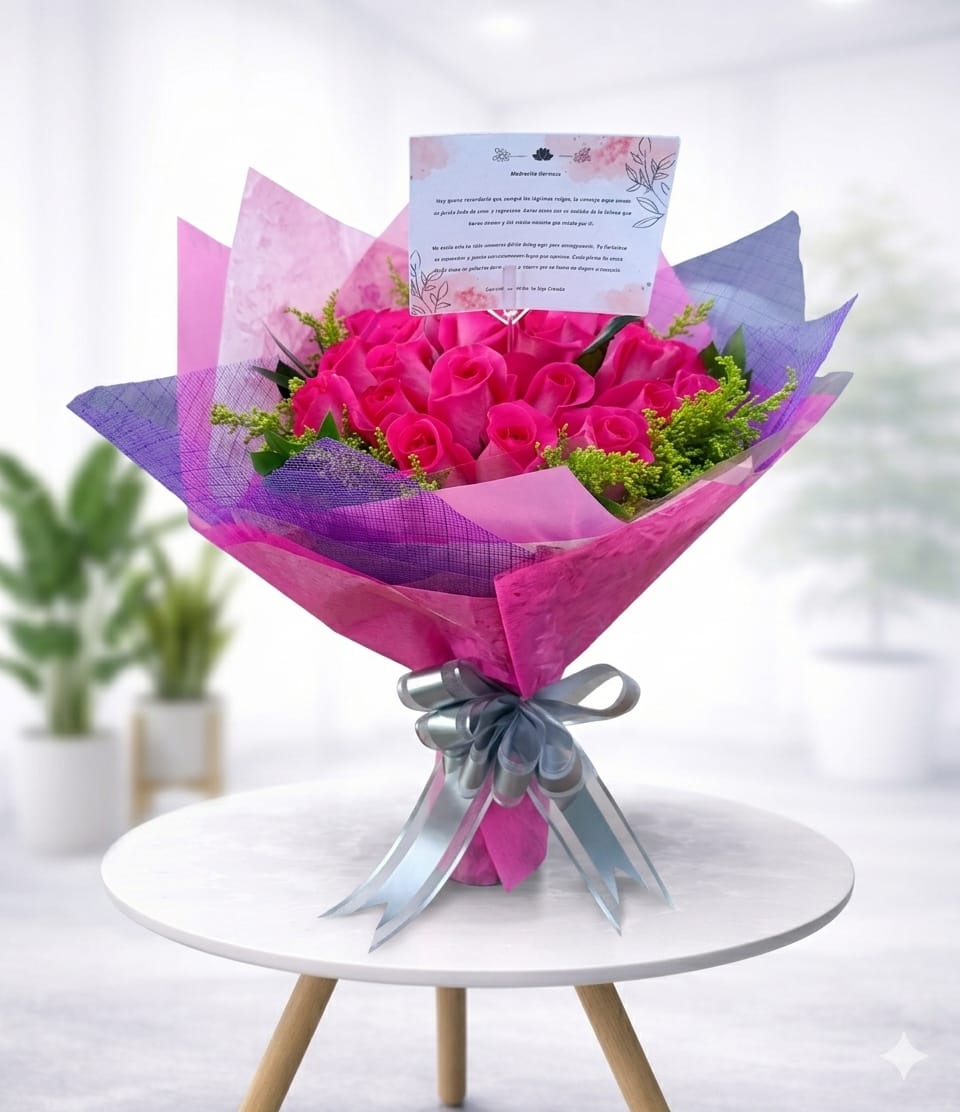 Bouquet 25 Rosas Rosadas