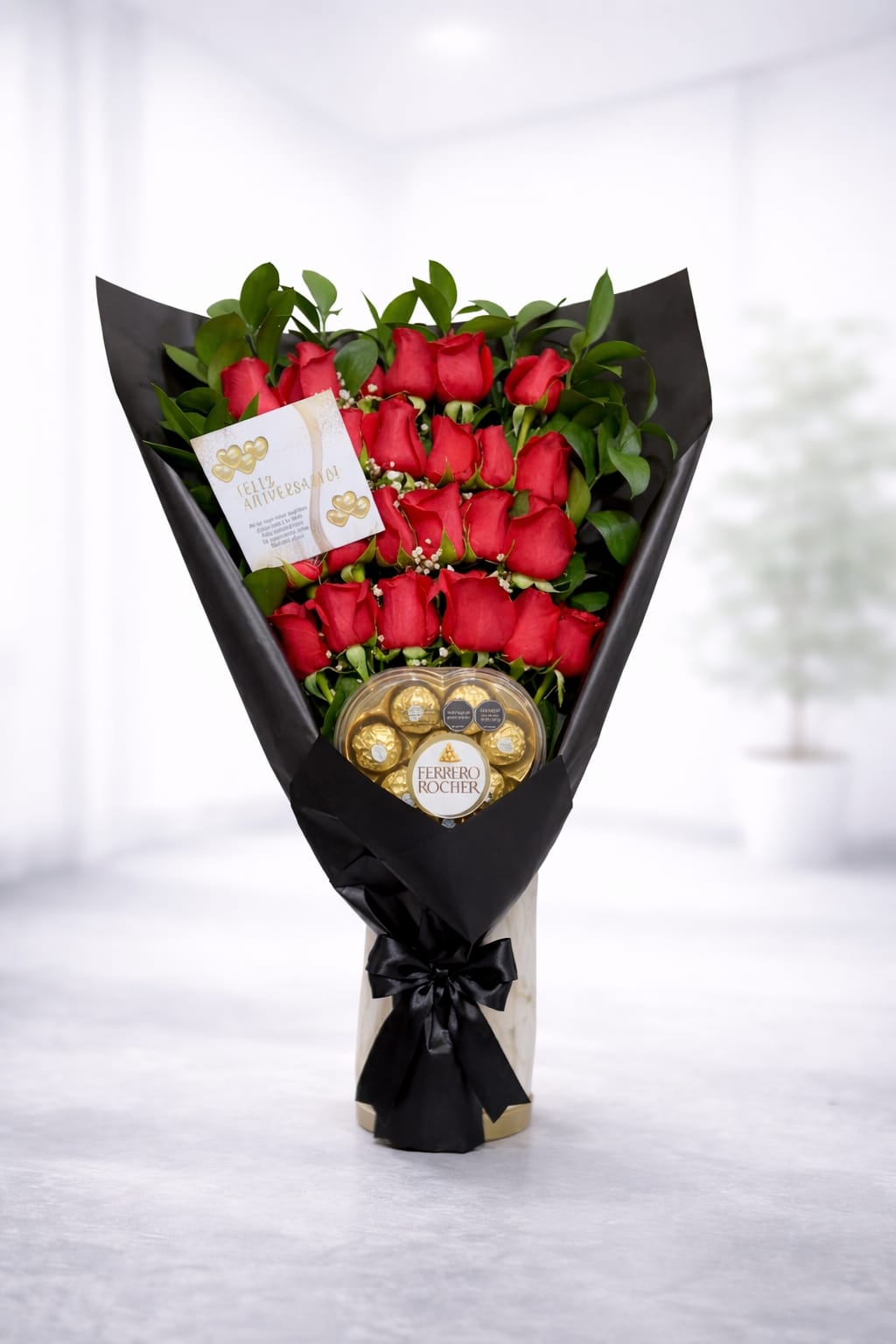 Bouquet 25 Rosas + Chocolates Ferrero